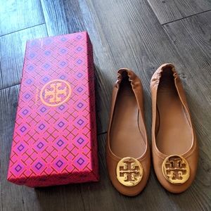 Tan Leather Tory Burch Ballet Flat, size 8